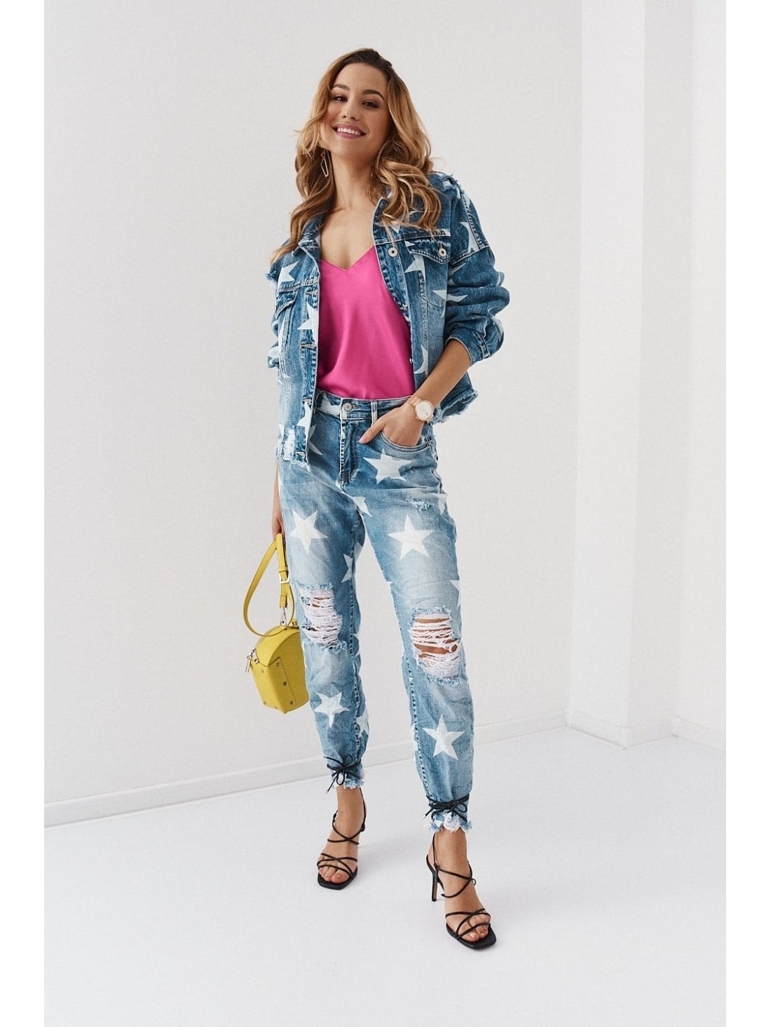 Lockere Jeansjacke mit Sternen 5535 – Online-Shop – Boutique